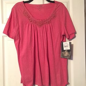 Short Sleeve Top With Lace Detail